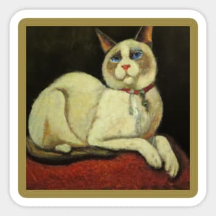 Sitting Cat in the style of the Flemish Masters Sticker